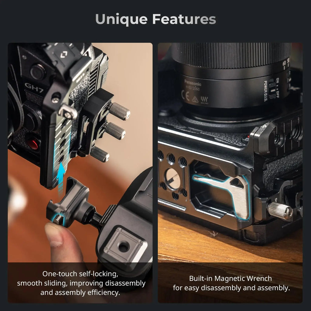 SmallRig HawkLock Quick Release Cage Kit for Panasonic LUMIX GH7/GH6, with Top Handle Kit, Cable Clamp for HDMI and USB-C 4825