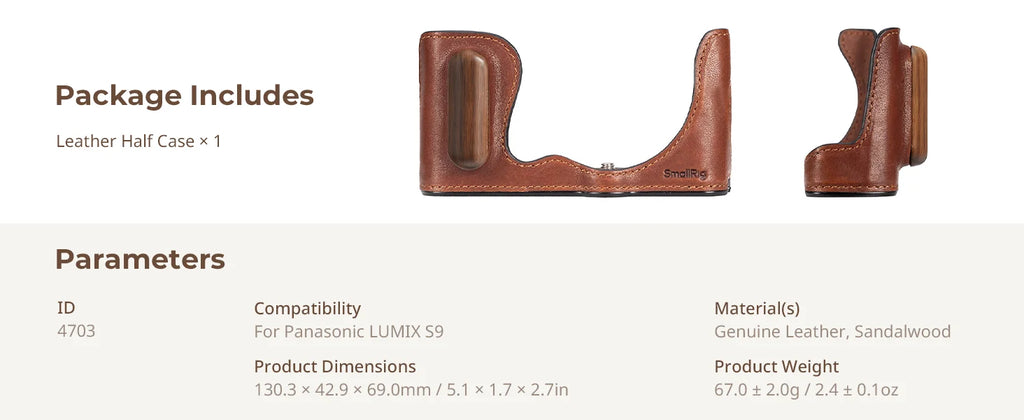 SmallRig Leather Half Case for Panasonic LUMIX S9 4703