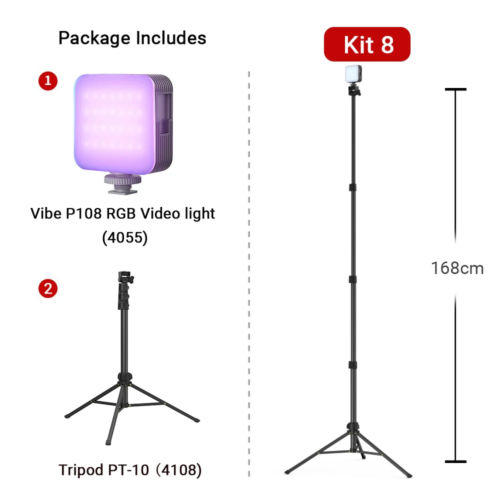 SmallRig Portable Vibe P108 RGB Video Light Smart Light 130mins long-lasting Pocket Size 108 LED Beads Floodlights 4055
