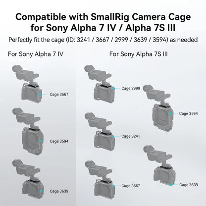 SmallRig Adapter Plate for Sony FX30 / FX3 XLR Handle for Sony A7 IV and A7S III MD4019 For Cages 3241, 3667, 2999, 3639, 3594