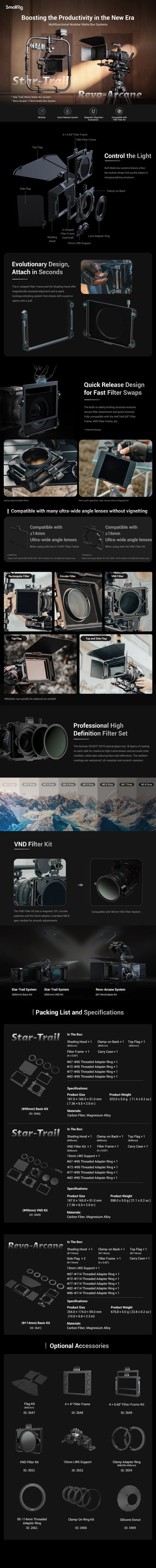 SMALLRIG Matte Box Star-Trail Lightweight Multifunctional Modular VND Kit