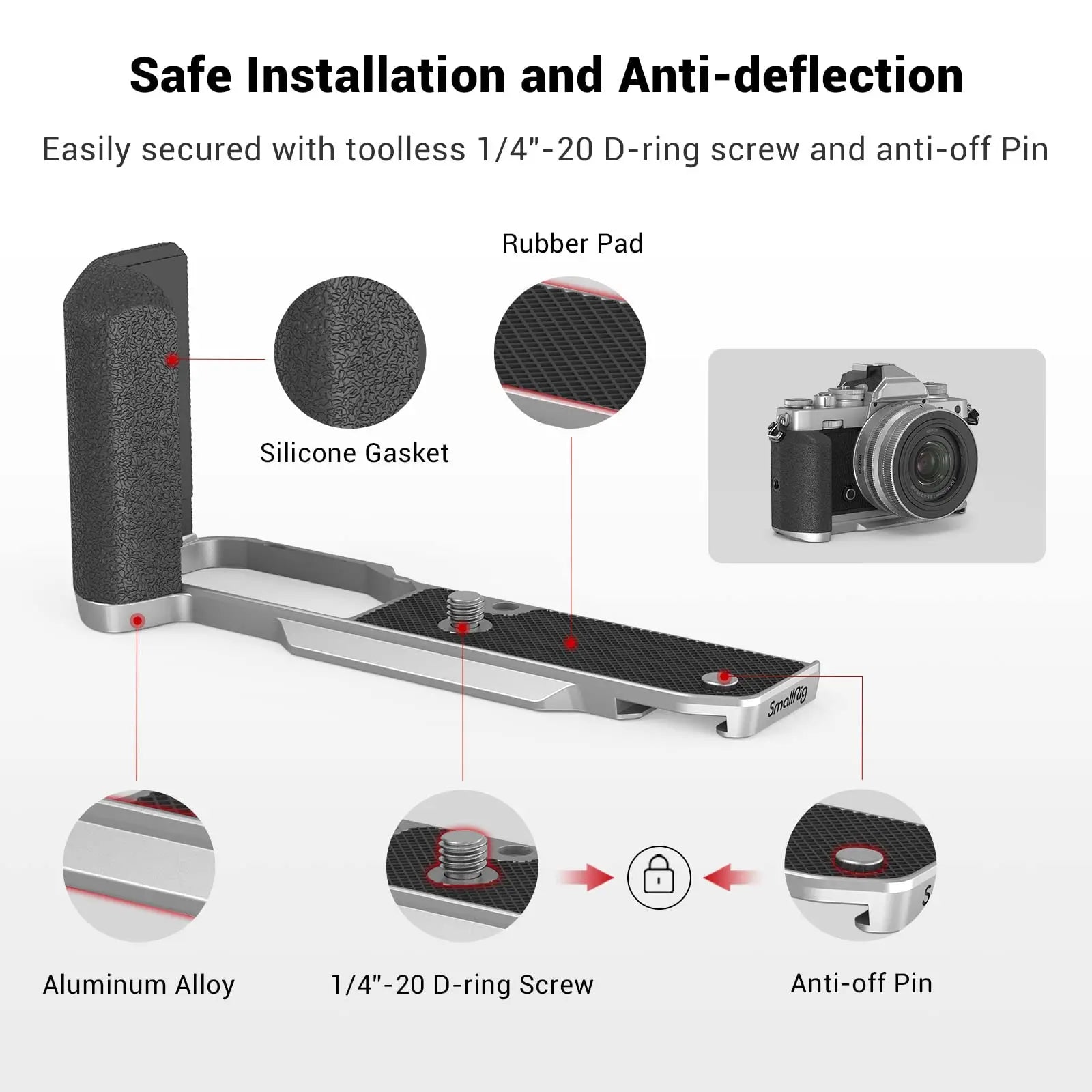 SmallRig L Shape Camera Cage Rig Grip For Nikon Z FC Camera 1/4 Threaded Hole Side Handle Camera Shoulder Strap Accessories 3480