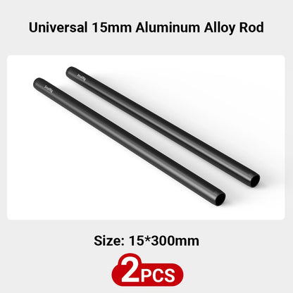 SmallRig 2PCS 15mm Aluminum Alloy Rods 30cm / 12inch Long for Dslr Camera 15mm Rods System Camera Rail Rod Black 1053