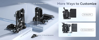 SmallRig V-Mount Battery Mounting Plate for Arca-Swiss Plate SmallRig Cage or Baseplate Quick Install Adjust for V-Mount Battery