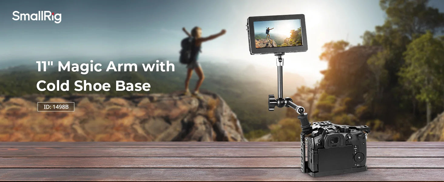 SmallRig Adjustable Friction Articulating Magic Arm 11" Long with Cold Shoe Mount Standard 1/4"-20 Threaded Screw Adapter