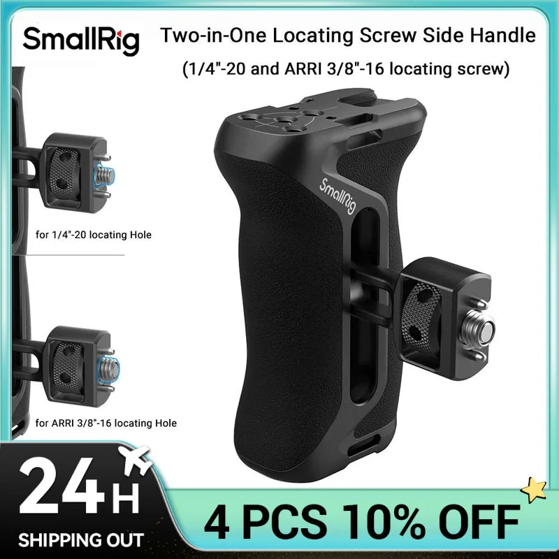 SmallRig Adjustable Side Handle with Two-in-One Locating Screw for Cages and Plate with ARRI 3/8"-16 or 1/4"-20 Holes Left/Right