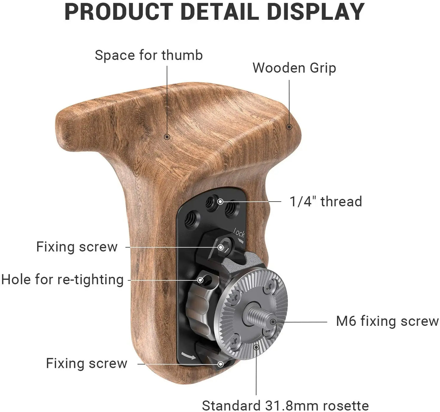 SmallRig Wooden Side Handle with ARRI Rosette Suit for Sony a7II/a7RII/a7SII SmallRig Cage,Left and Right ARRI Side Handle