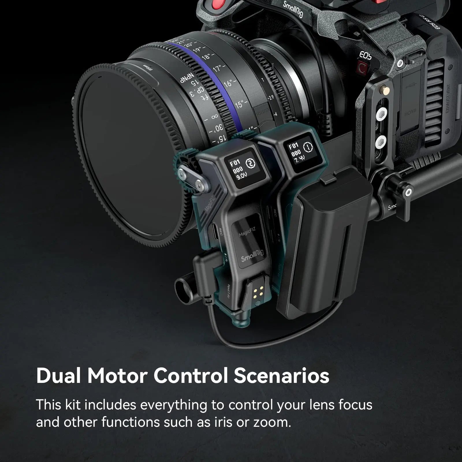 SmallRig MagicFIZ Wireless Follow Focus Two Motor Kit with Handwheel Controller, Wireless Handgrip and Two Receiver Motor