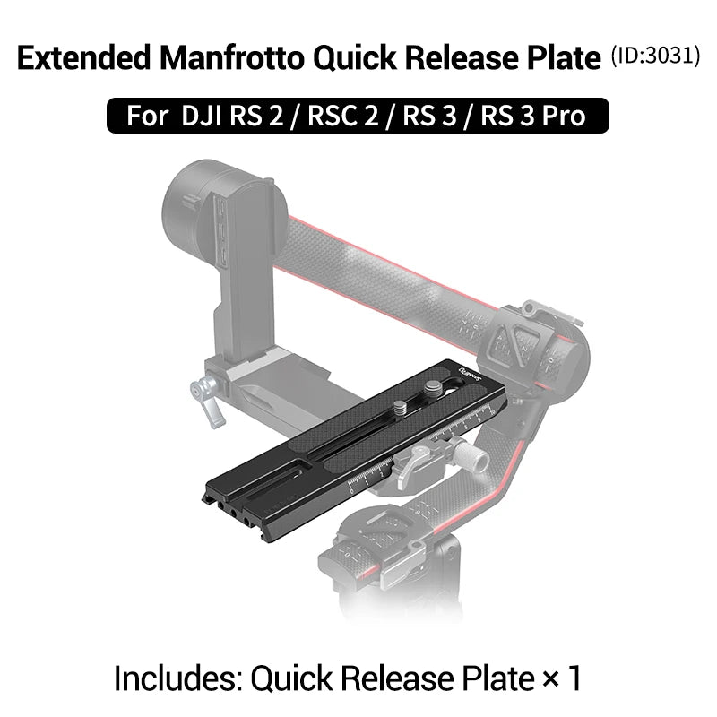 SmallRig Extended Quick Release Plate for DJI RS 2 /RS 3/RS 3 Pro& Ronin-S Clamp Quick Instal System 3031B
