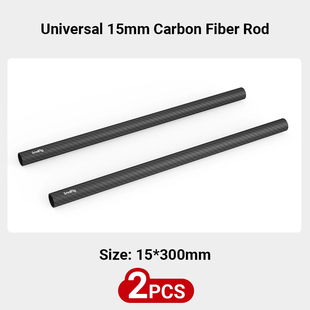 SmallRig 15mm Carbon Fiber Rod 4 inch Long for 15mm Rod Light Weight Support System DSLR Camera Rig - 1871 (2PCS Pack)