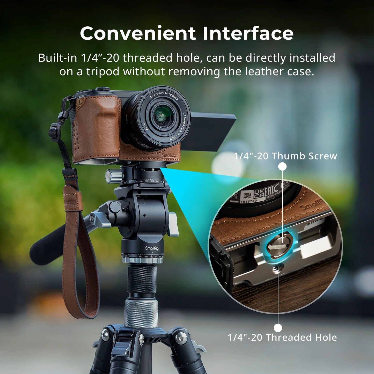 SmallRig ZV-E10 II Camera Case Leather Case Kit for Sony ZV-E10 II with Genuine Leather Wrist Strap Black and Brown Color 4777