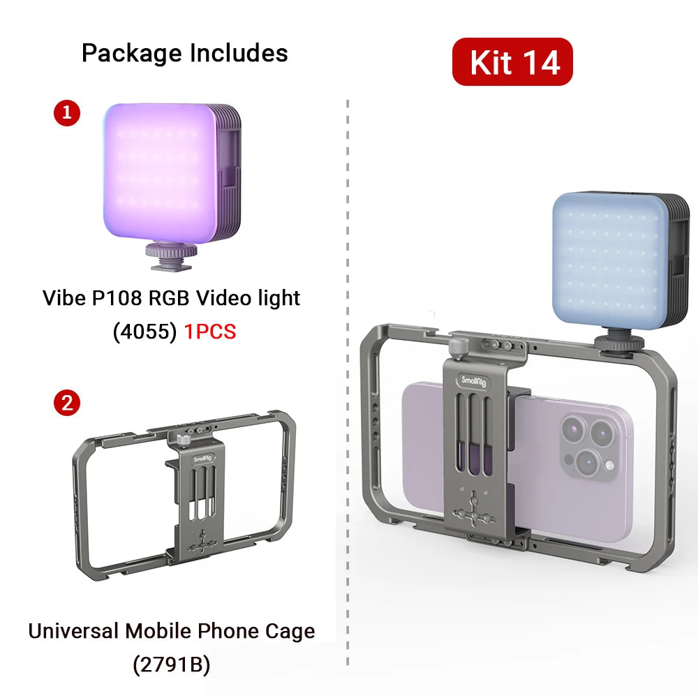 SmallRig Portable Vibe P108 RGB Video Light Smart Light 130mins long-lasting Pocket Size 108 LED Beads Floodlights 4055