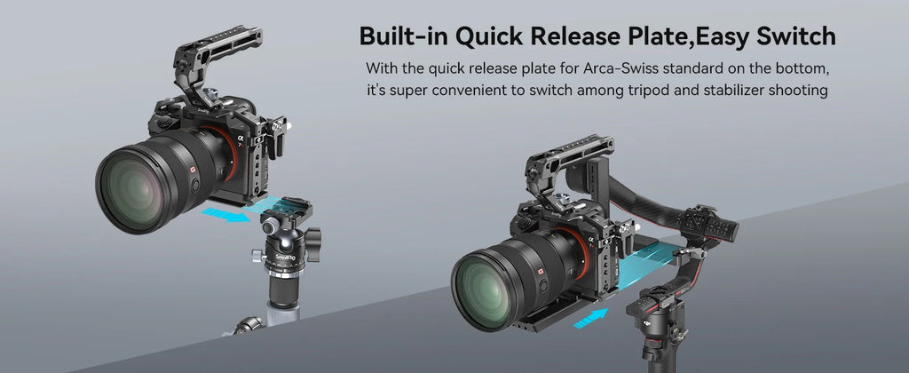 SmallRig Cage for Sony A7 III / A7R III, Aluminum Alloy Cage with Arca Quick Release Plate, Built-in Cold Shoe, NATO Rail 2087D