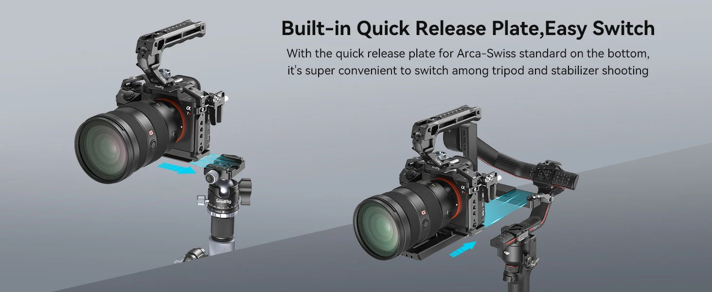 SmallRig Cage for Sony A7 III / A7R III, Aluminum Alloy Cage with Arca Quick Release Plate, Built-in Cold Shoe, NATO Rail 2087D