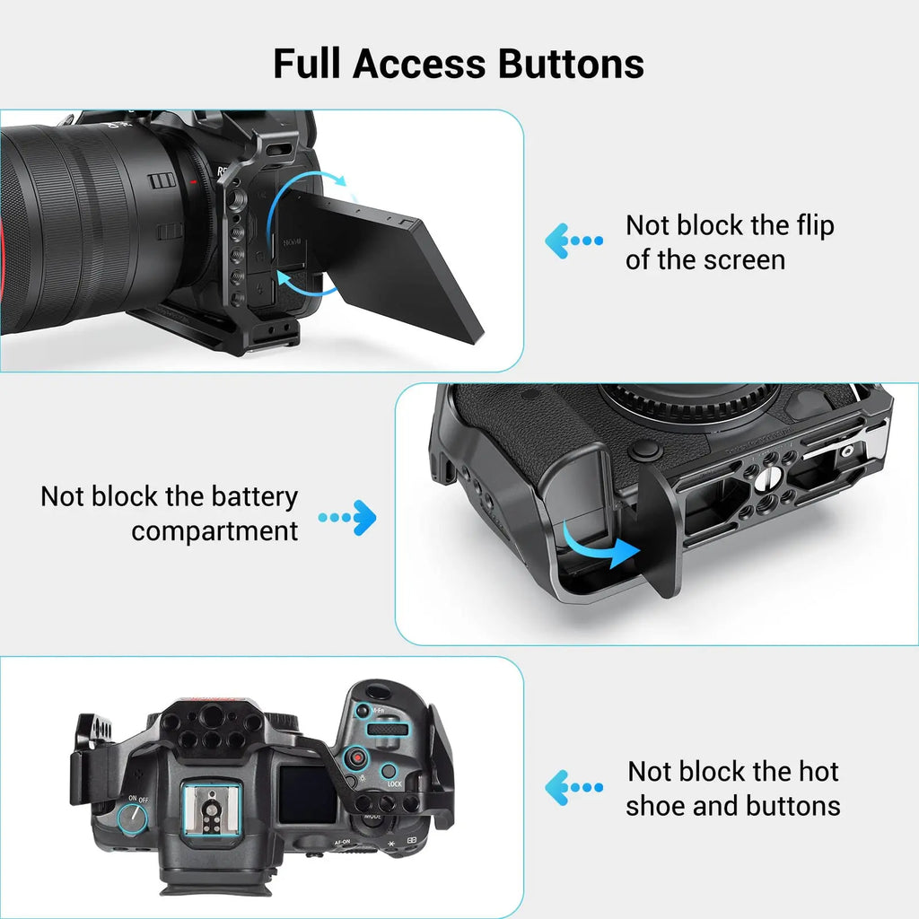 SmallRig Camera Cage for Canon EOS R5 R6 R5 C built-in Cold Shoe NATO Rail 1/4'' Arri Hole Camera Rig Video Set 2982B
