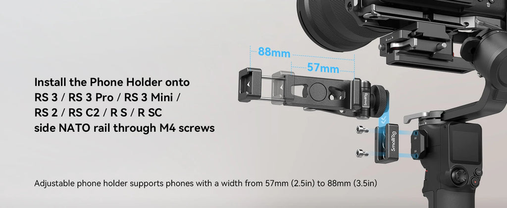 SmallRig Phone Support for DJI Stabilizers,Adjustment Phone Mount Adapter with 1/4"