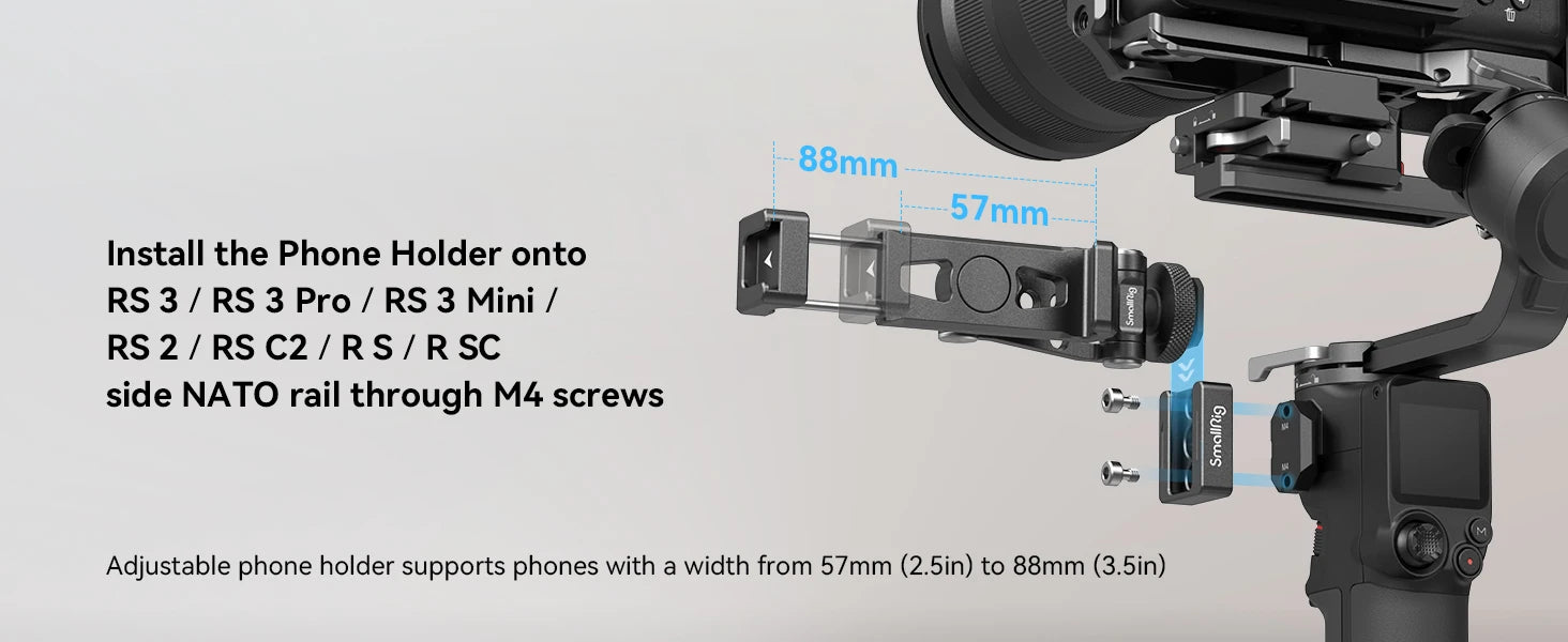 SmallRig Phone Support for DJI Stabilizers,Adjustment Phone Mount Adapter with 1/4"