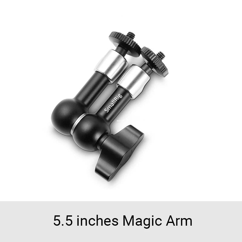 SmallRig Camera 5.5 inches Articulating Arm EVF Mount Microphone Mount Universal 1/4" to 1/4" Aluminum Magic Arm Camera 2065