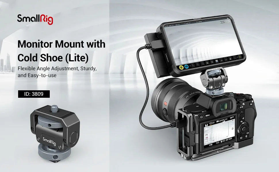 SmallRig Monitor Mount Lite with Cold Shoe Swivels 360° and tilts 180° Adjustable Built-in 1/4"-20 Threaded Hole for Magic Arm