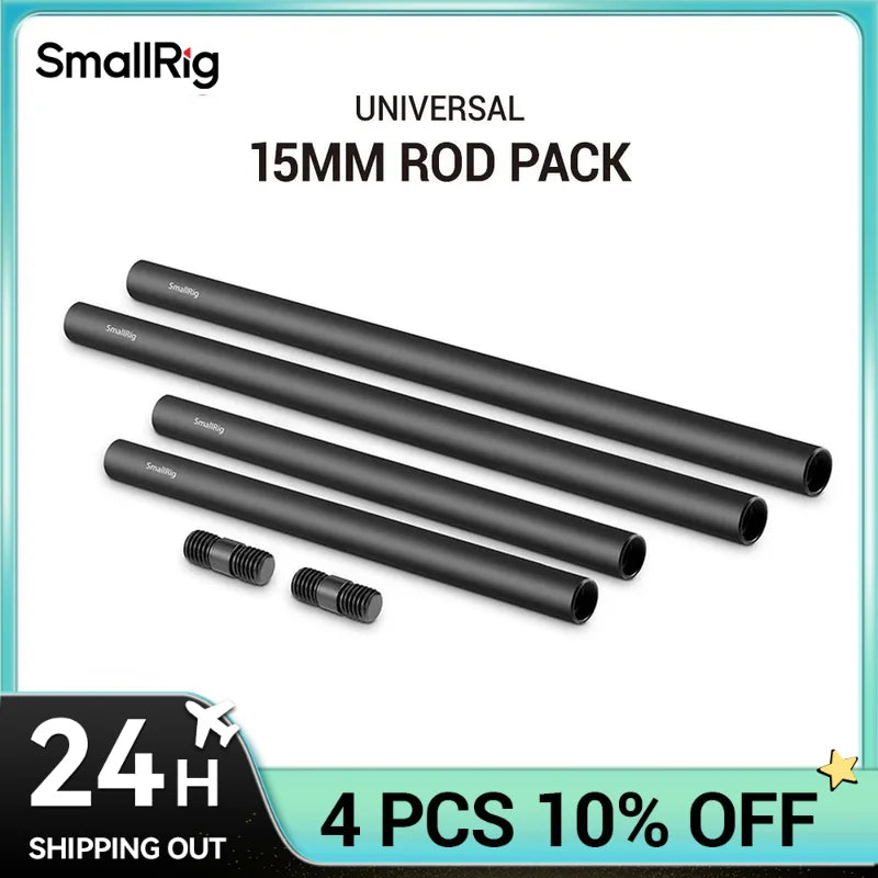 SmallRig 15mm With M12 Thread Black Aluminum Alloy Rods Combination For DSLR Camera Universal Accessories (6 pcs) 1659