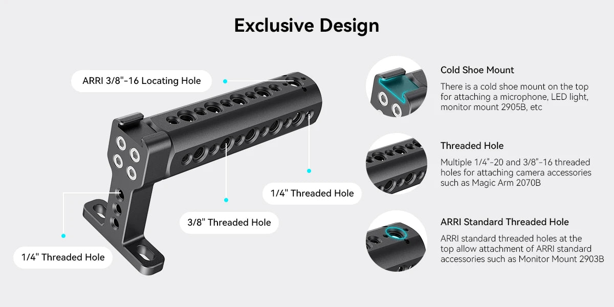 SmallRig Camera Top Handle with Cold Shoe DSLR Camera Rig For A6500 A73 A7III Z6 Camera Cage Funtional Cheese Hand Grip 1638