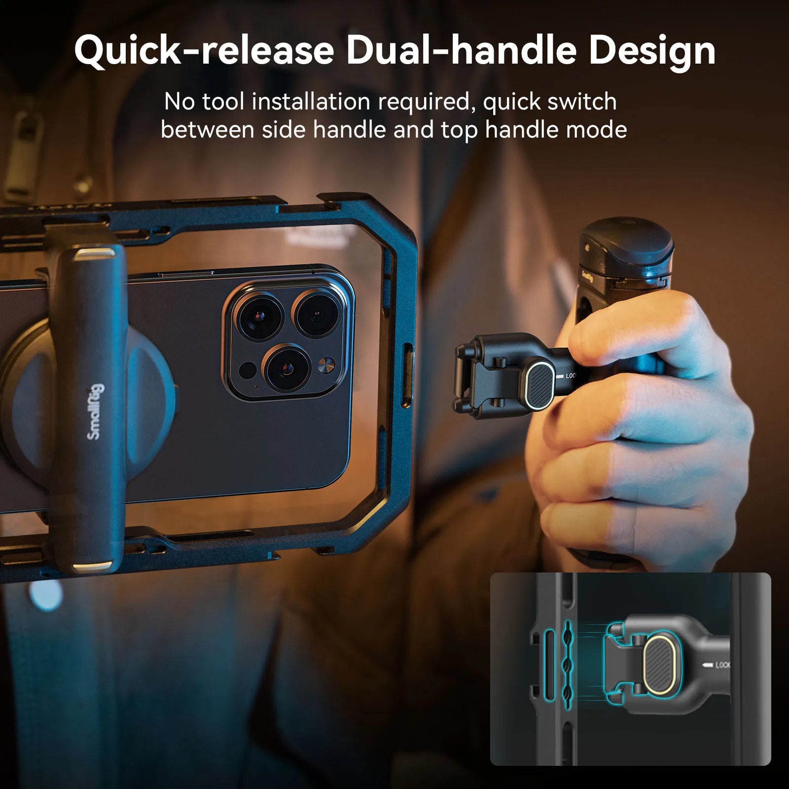 SmallRig Universal All-in-One Video Cage Kit,Aluminum Smartphone Video Rig Kit with Wireless Control Dual Handles for Smartphone