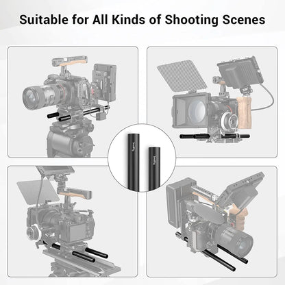 SmallRig 15mm Carbon Fiber Rod 18 Inches Long for Dslr Camera Rig Camera 15mm Rail Support System  - 0871 (2pcs Pack)