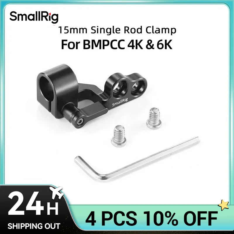 SmallRig 15mm Single Rod Clamp for BMPCC 4K 6K Cage To Mount a Follow Focus Motor like for Tilta for Nucleus for Nano 2279