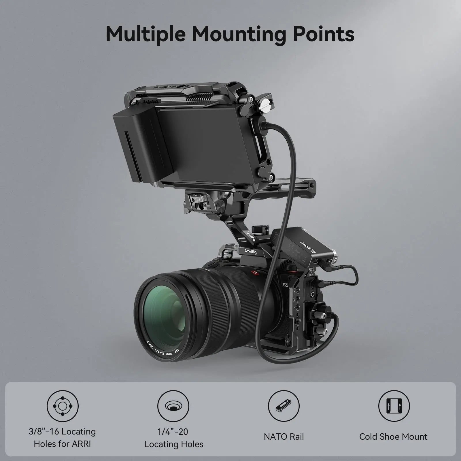 SmallRig Cage for Panasonic LUMIX S5 II Full Cage Kit with NATO Rails Cold Shoe Mounts Arca-Swiss Quick-Release Plate