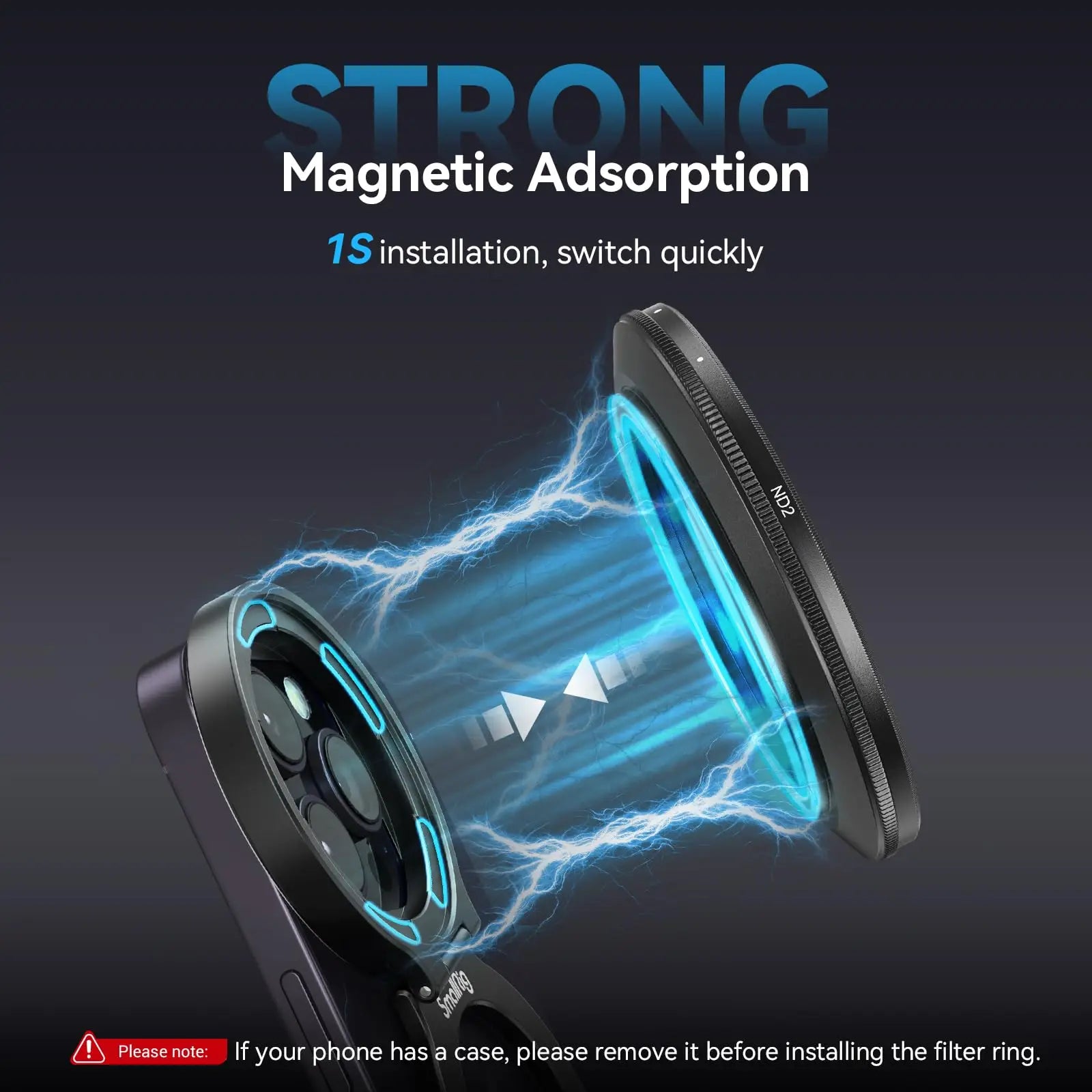 SmallRig 2-in-1 52mm Magnetic Filter Adapter Ring / Phone Stand for iPhone, Foldable Compact and Portable 4219