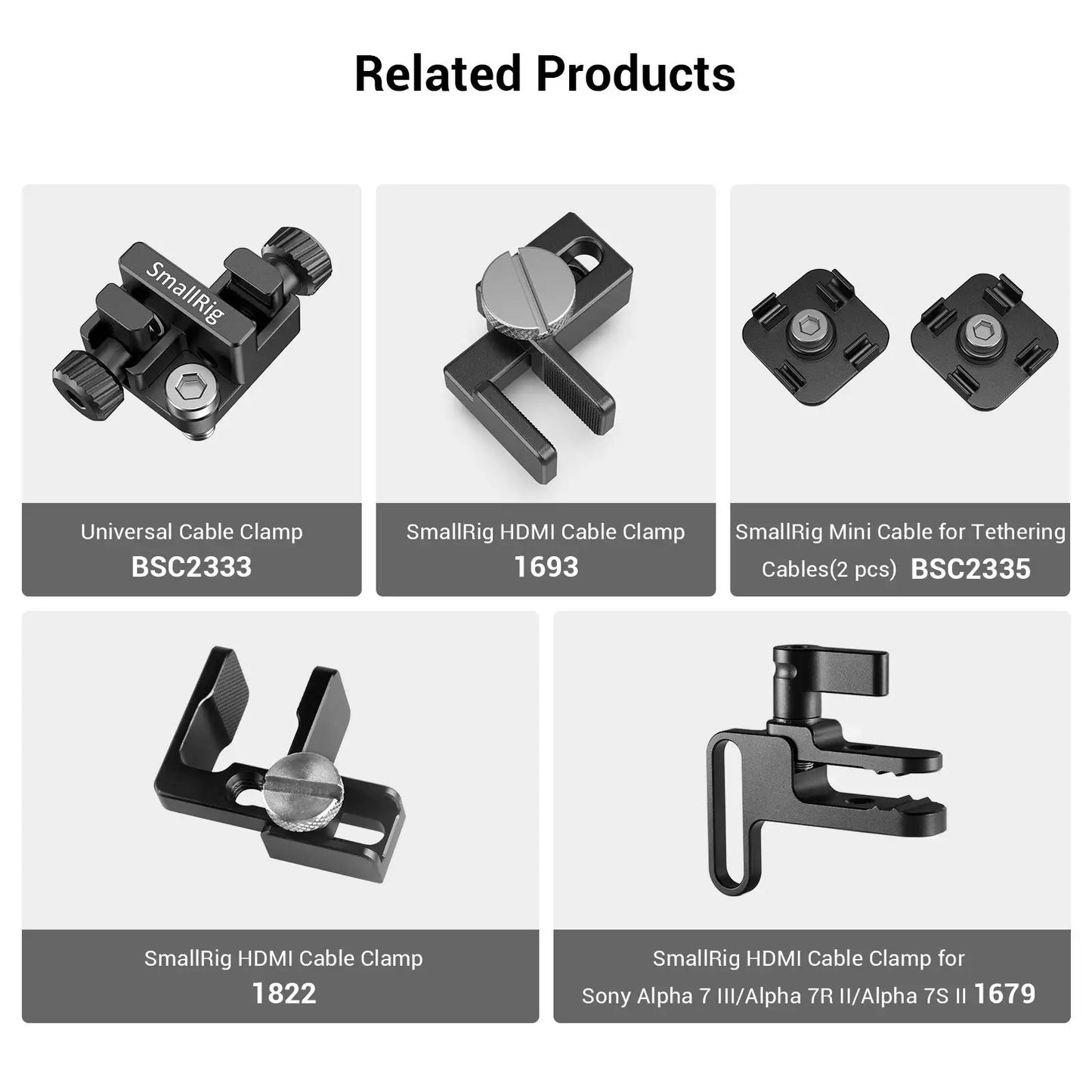 SmallRig Universal Spring Cable Clamp (2 pcs), Lightweight and Portable Cable Clamp Suit for Cables, Charging Cables MD2418