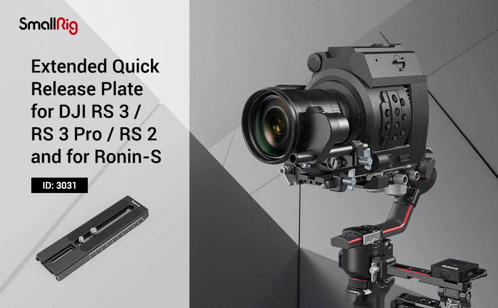 SmallRig Extended Quick Release Plate for DJI RS 2 /RS 3/RS 3 Pro& Ronin-S Clamp Quick Instal System 3031B