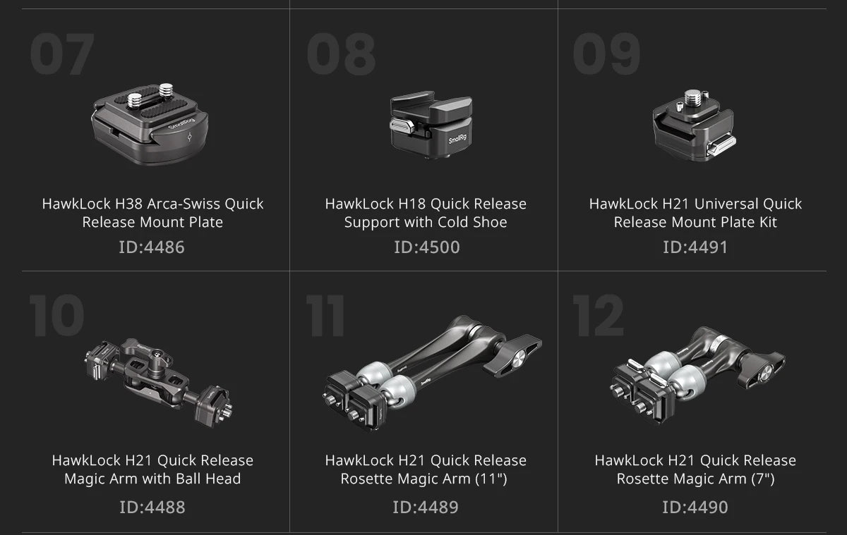SmallRig HawkLock H21 Quick Release Rotating Side Handle Kit, Rotate 360° , Suit for H21 Quick Release Sliderl, Cages, Plates