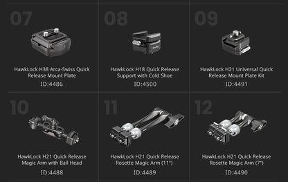 SmallRig HawkLock H21 Quick Release Rotating Side Handle Kit, Rotate 360° , Suit for H21 Quick Release Sliderl, Cages, Plates