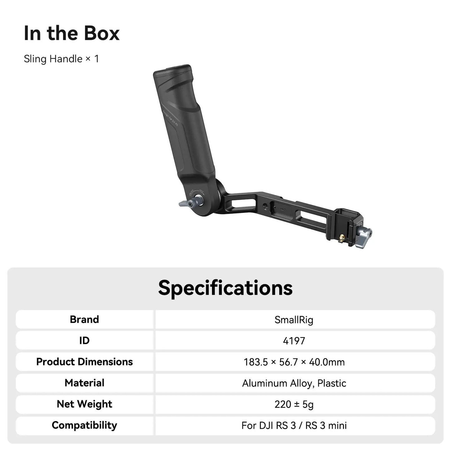 SmallRig RS 4 Mini Adjustable Handle Sling Handgrip for DJI RS 3 Mini / RS 4 Mini Gimbal Handheld Stabilizer,with NATO Clamp