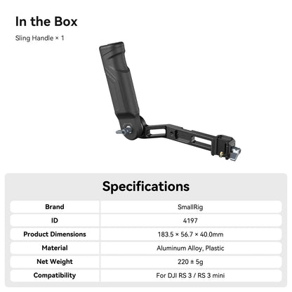 SmallRig RS 4 Mini Adjustable Handle Sling Handgrip for DJI RS 3 Mini / RS 4 Mini Gimbal Handheld Stabilizer,with NATO Clamp