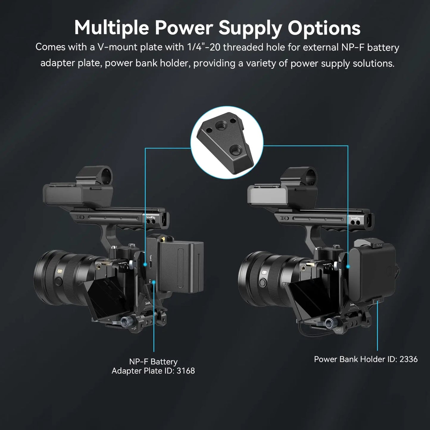 SmallRig V-Mount Battery Plate, V Lock Battery Mounting Plate with Quick Release Plate for Arca-Swiss, 1/4"-20 Threads for DSLR