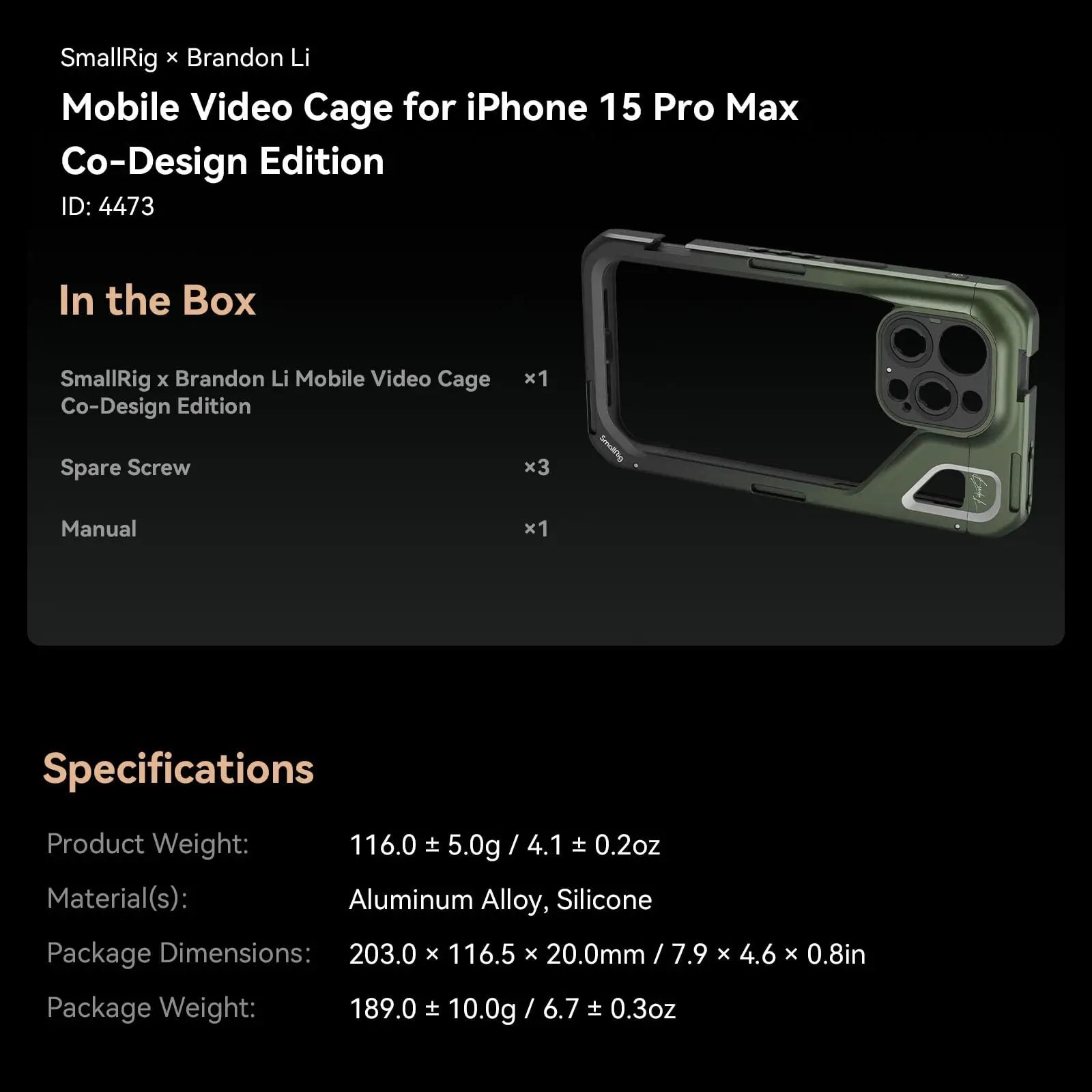 SmallRig Phone Cage for iPhone 15 Pro/15 Pro Max for Video Vlogging