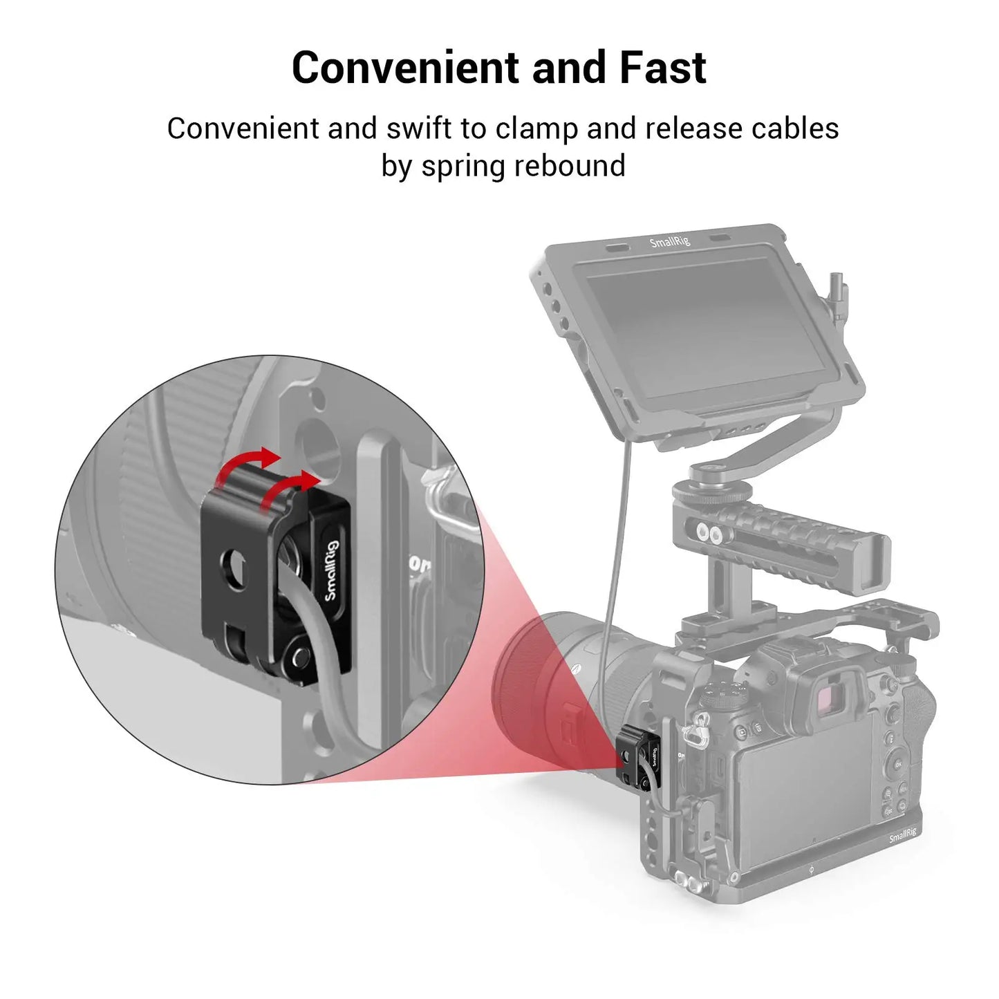 SmallRig Universal Spring Cable Clamp (2 pcs), Lightweight and Portable Cable Clamp Suit for Cables, Charging Cables MD2418