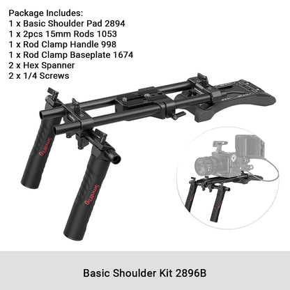 SmallRig Universal Shoulder Platform Kit Camera Shoulder Rig 15mm Rod Support System Camera for DSLR Camcorder 2896C