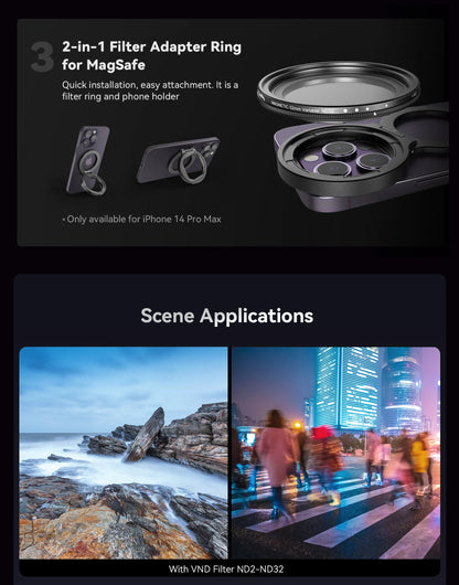 SmallRig 2-in-1 52mm Magnetic Filter Adapter Ring / Phone Stand for iPhone, Foldable Compact and Portable 4219
