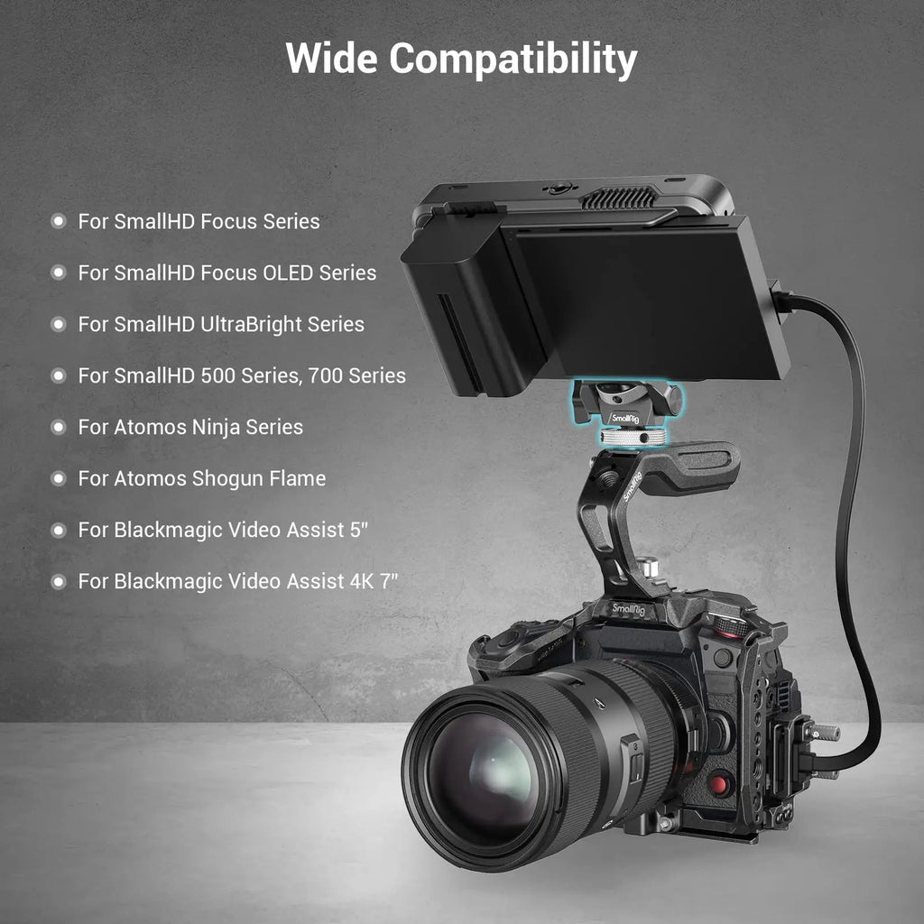 SmallRig Quick Release Monitor Holder Camera Clamp Swivel and Adjustable Monitor Mount with Cold Shoe/ARRI/NATO Mount 2905B