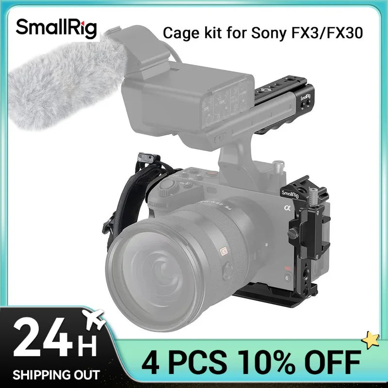 SmallRig Full Camera Cage Rig kit for Sony FX3/FX30 With Cable Clamp Cold Shoe NATO Rail Cinema Camera DIY Kit