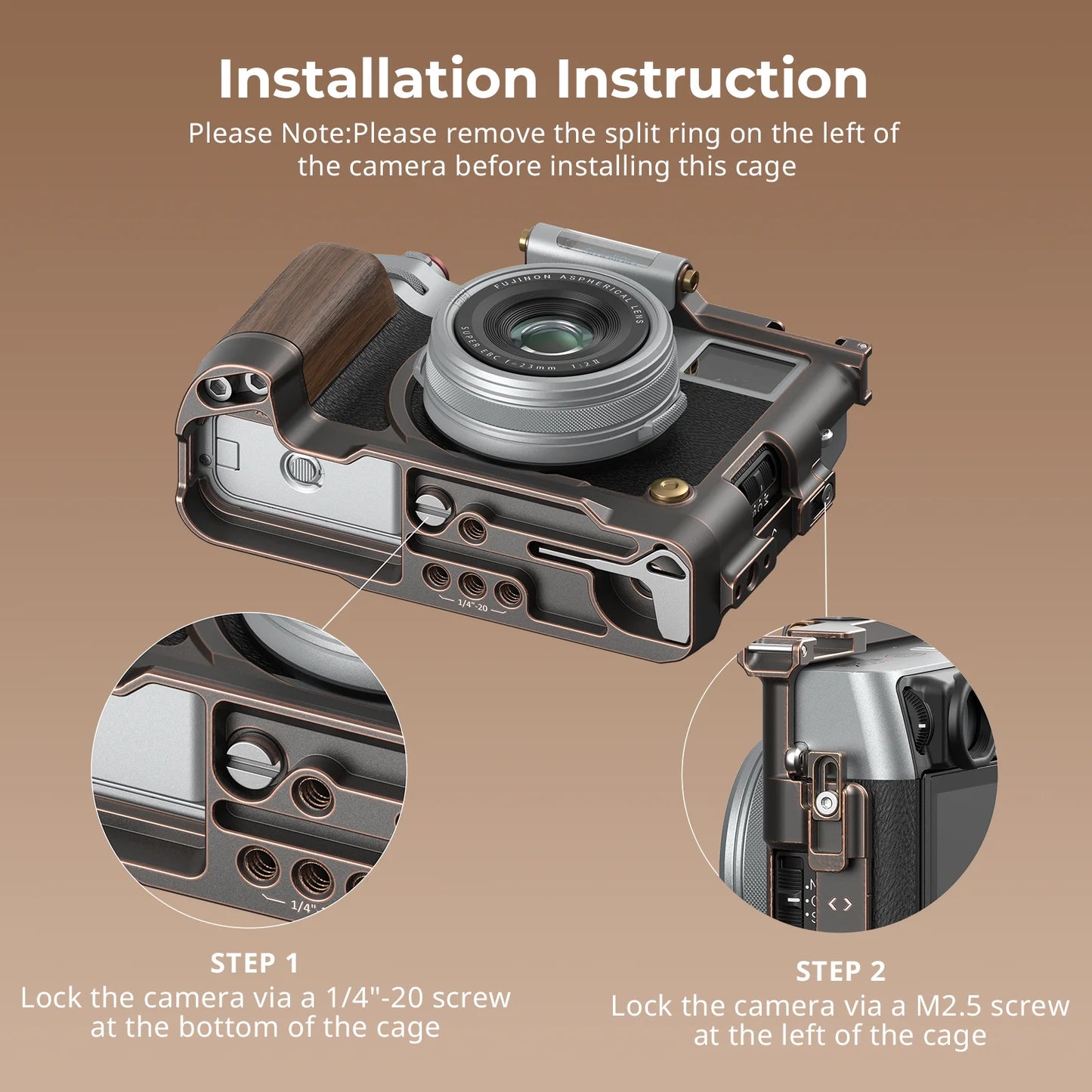 SmallRig Exclusive Camera Cage for FUJIFILM X100VI “Retro” Cage with Shutter Release Button and Hot Shoe Cover for Fuji X100VI