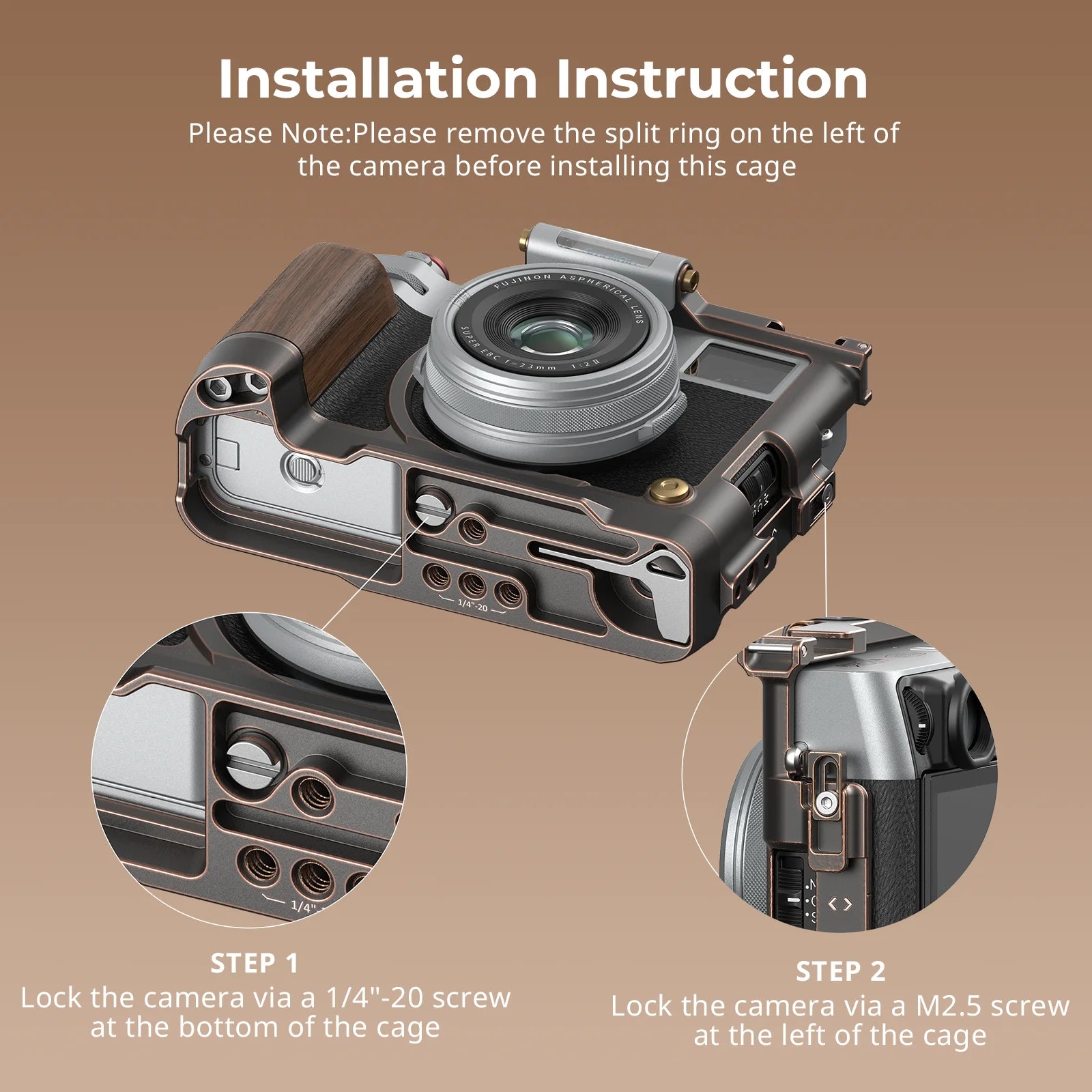 SmallRig Exclusive Camera Cage for FUJIFILM X100VI “Retro” Cage with Shutter Release Button and Hot Shoe Cover for Fuji X100VI