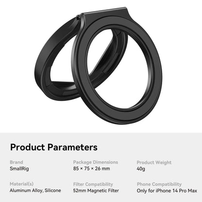 SmallRig 2-in-1 52mm Magnetic Filter Adapter Ring / Phone Stand for iPhone, Foldable Compact and Portable 4219