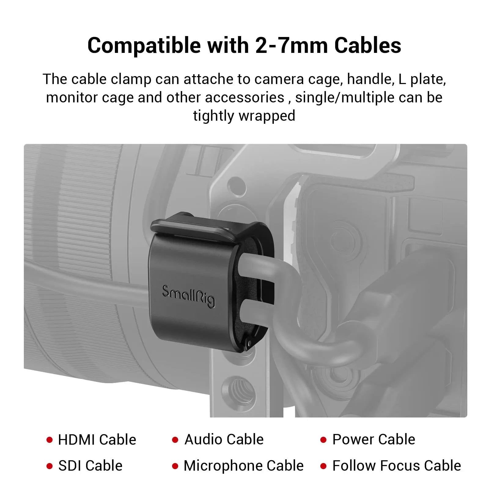 SmallRig 4PCS Camera Cable Clamp Compatible & USB Type-C Φ2-7mm Cables Quick Unlock Compact and light 3685