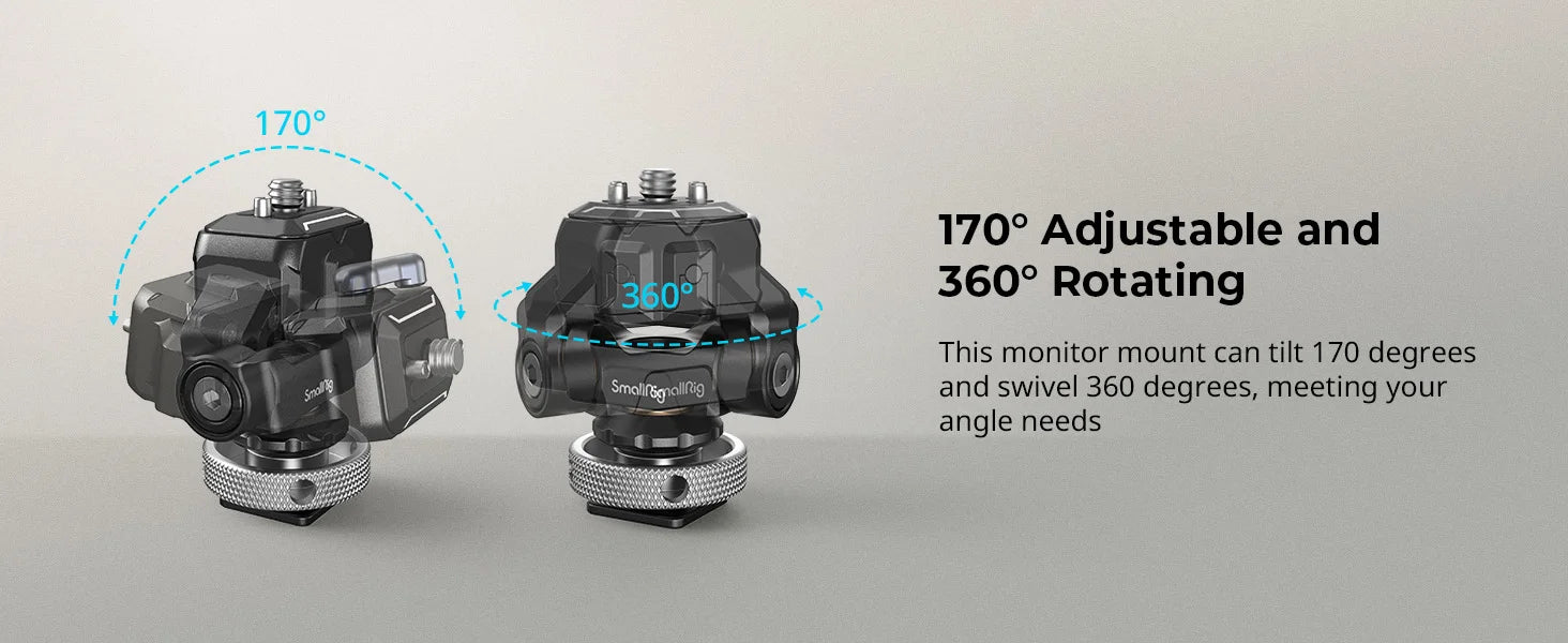 SmallRig Quick Release Camera Monitor Mount with Cold Shoe,Supports Swivel 360° and Tilt 170° Adjustable,Drop-in HawkLock Holder