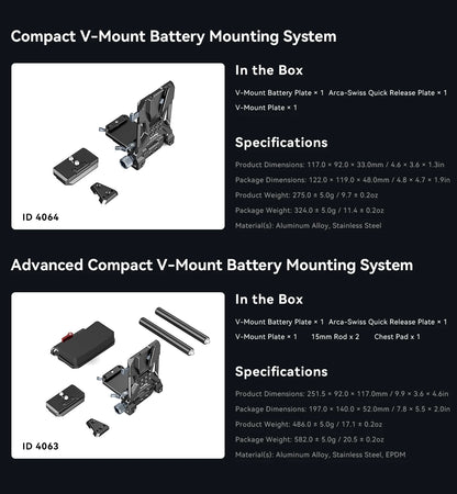 SmallRig V-Mount Battery Plate,V Lock Battery Mounting Plate with Quick Release Plate for Arca,Chest Pad,15mm rods,V Mount Plate