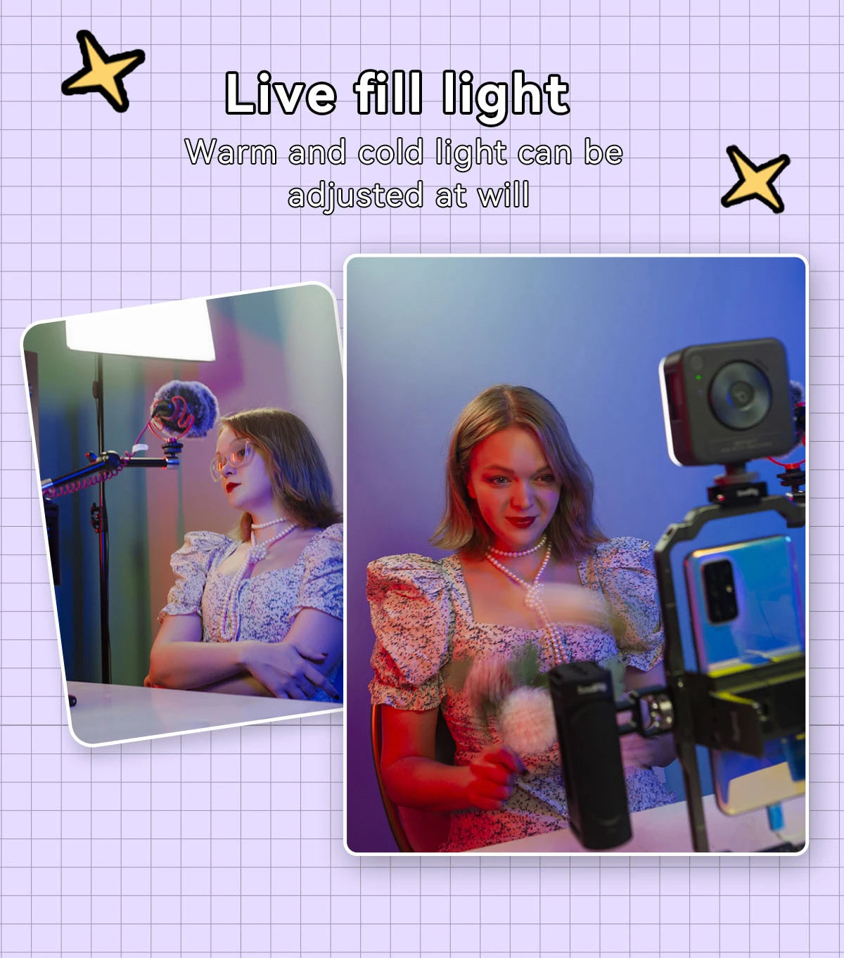 SmallRig Portable Vibe P108 RGB Video Light Smart Light 130mins long-lasting Pocket Size 108 LED Beads Floodlights 4055